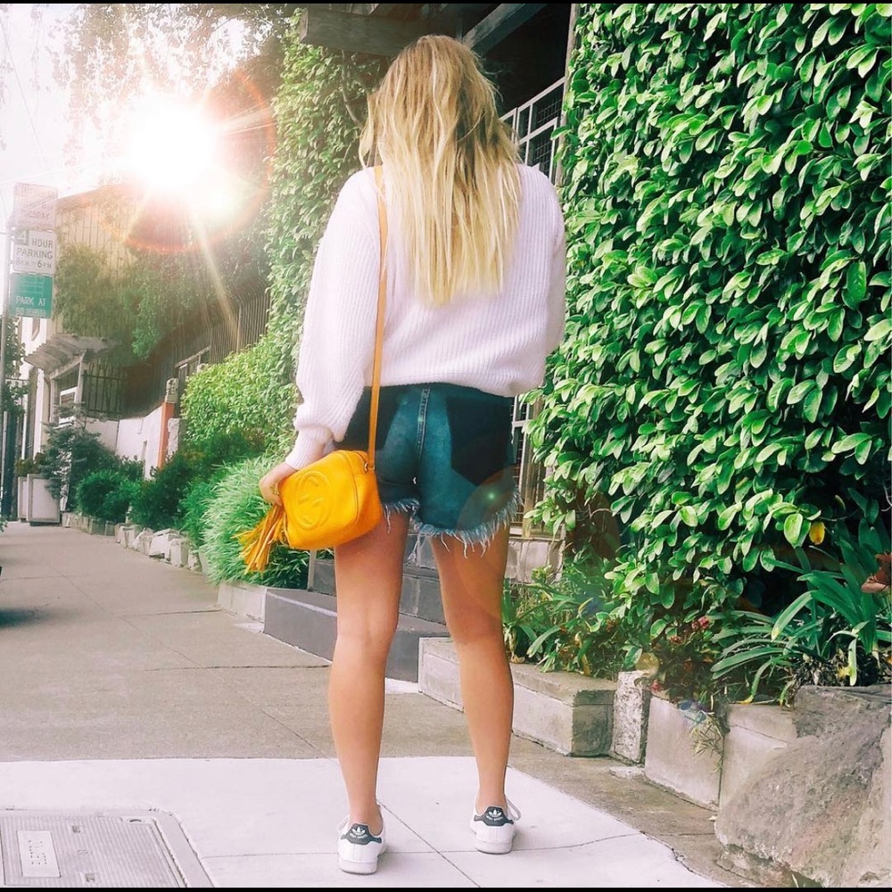One x OneTeaspoon denim raw edge jean shorts